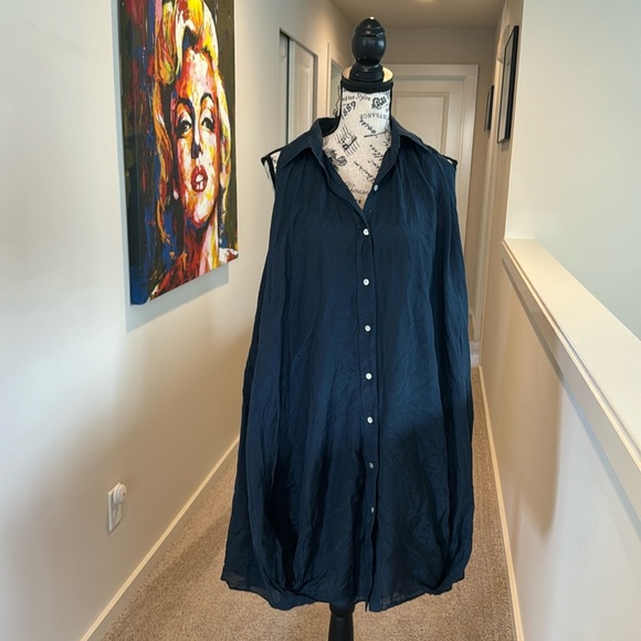 Michaa blue linen dress - Picture 2 of 10